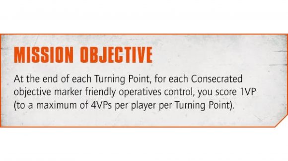 Warhammer 40k Kill Team Octarius 2nd Edition matched play missions and Tac Ops secret objectives Warhammer Community graphic showing the Mission Objective for the Consecrated Ground mission