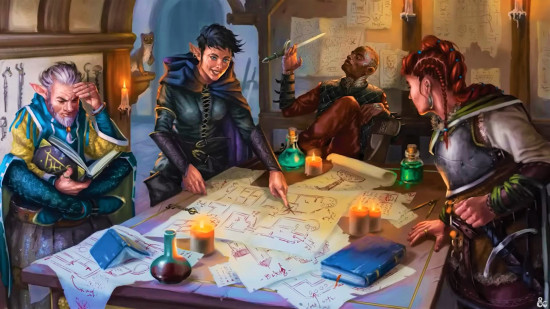 How to play Dungeons and Dragons - Wizards of the Coast art of rogues planning a heist