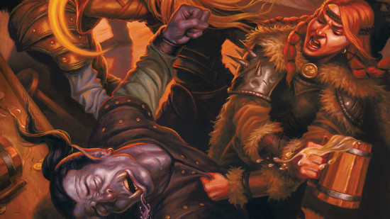 DnD weapons 5e - Wizards of the Coast art of a bar brawl