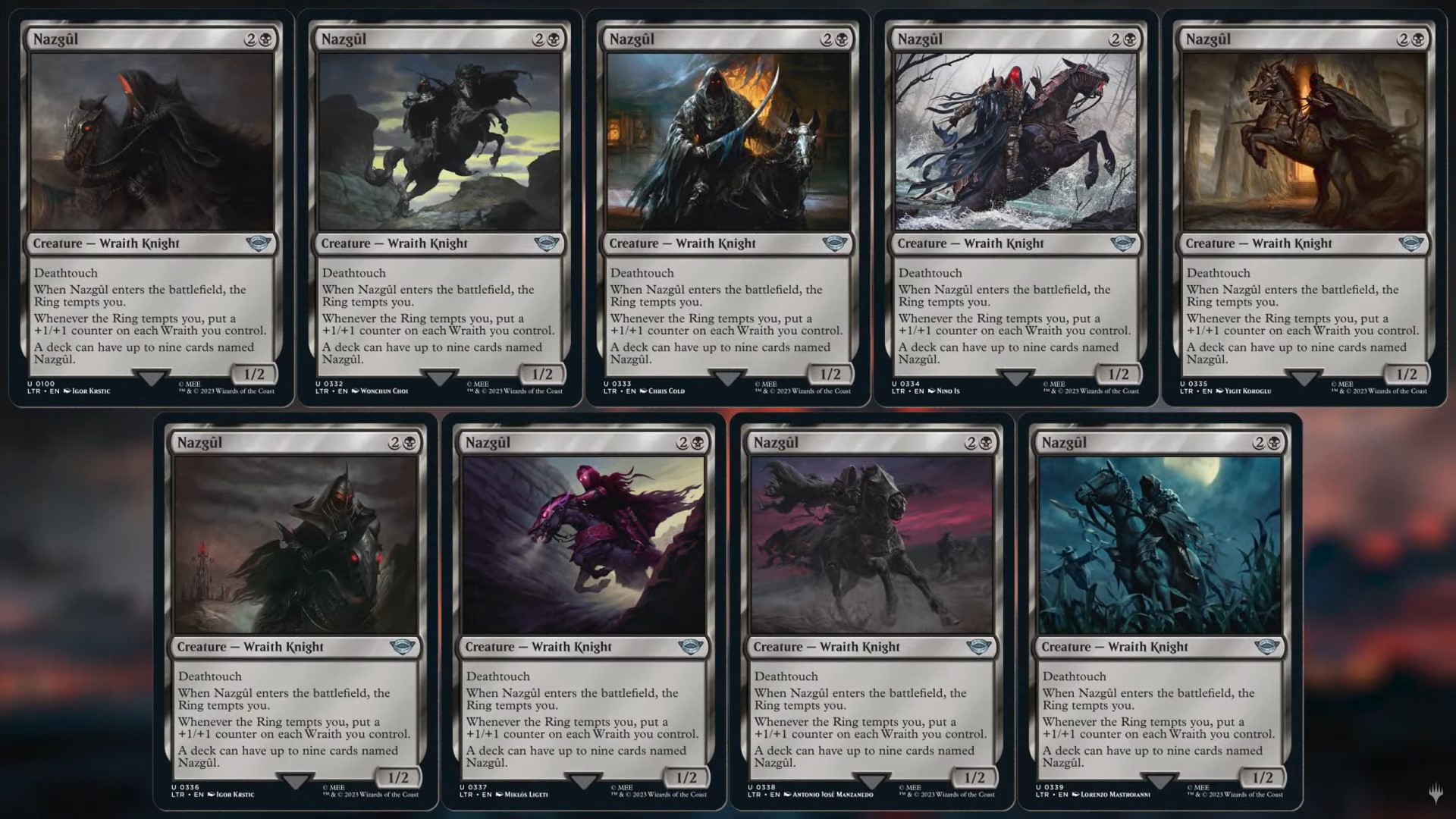 The Nazgul cards from MTG Lord of the Rings spike by 550%
