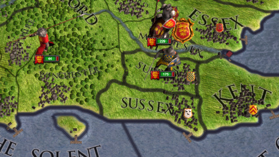 Best grand strategy games - Crusader Kings 2 screenshot showing units in England on the map