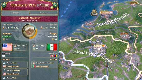 Best grand strategy games - Victoria 3 screenshot showing borders on the map, and a diplomatic window