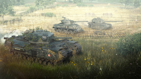 World of Tanks best tanks guide - wargaming WoT screenshot showing D-day event tanks moving through a field in formation