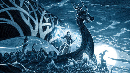 DnD Barbarian 5e - Wizards of the Coast art of a viking longboat