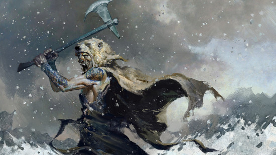 Wizards of the Coast art of a DnD Barbarian 5e in the snow