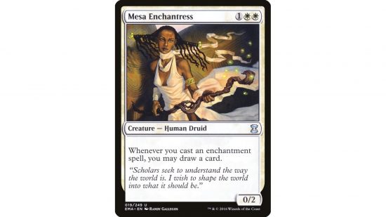 The MTG white card draw card Mesa Enchantress