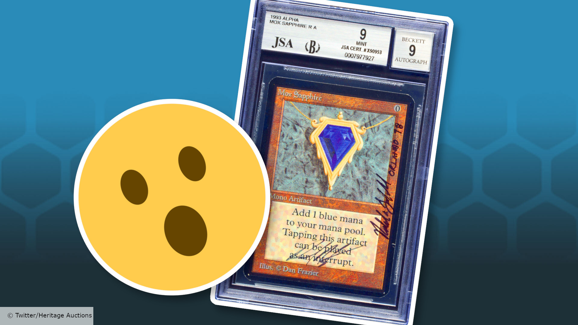 Complete MTG Alpha set up for auction, with signed Power 9