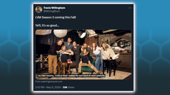 DnD Critical Role Legend of Ex Machina Season 3 release date - Twitter screenshot showing Travis Willingham confiming a Fall 2024 release date