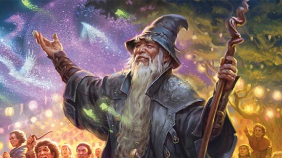 MTG Universes Beyond art of Gandalf from Lord of the Rings