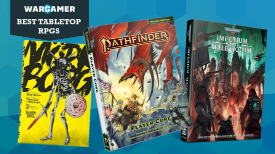 Three of the best tabletop roleplaying games, Mork Borg, Pathfinder, and Imperium Maledictum