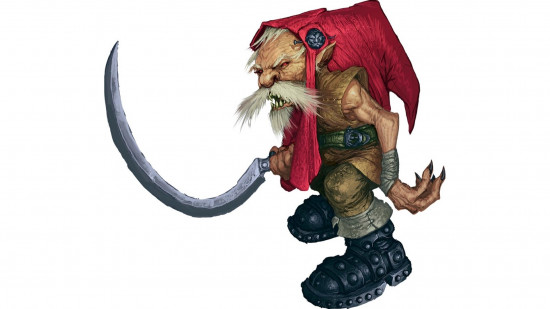 DnD magic items - Wizards of the Coast art of a Redcap holding a sickle