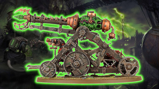 Age of Sigmar rules for the Skaven - a glowing green warp lightning cannon