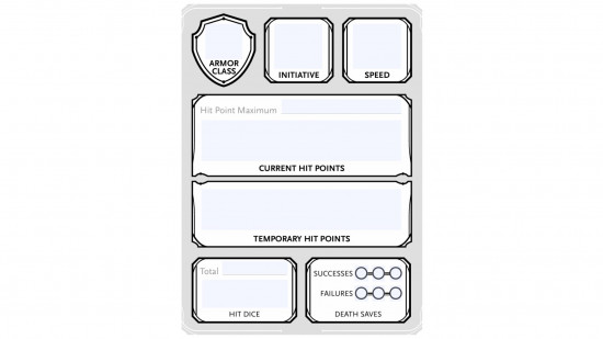 Hit points section of a DnD character sheet