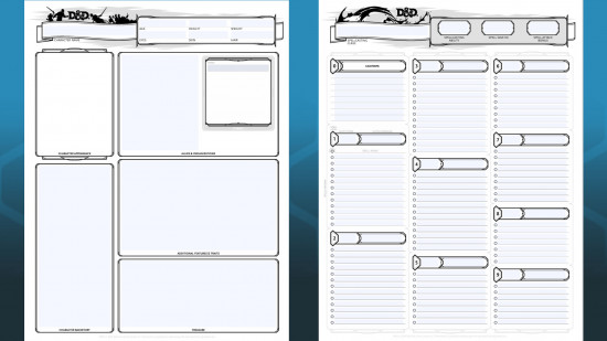 Pages from a DnD character sheet
