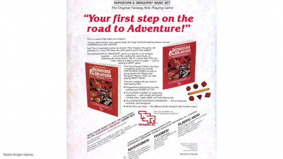DnD editions - Basic DnD Mentzer edition, back cover