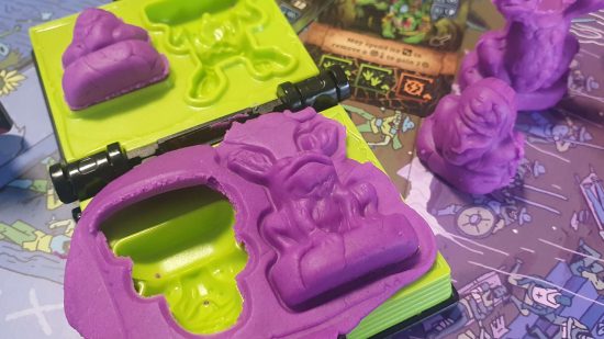 Necromolds reveiw - a large purple Vegetoad monster pressed out of clay in a push mold