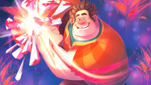 Disney Lorcana card from the Shimmering Skies set - a close-up on Wreck-it Ralph, a large man in a red plaid shirt smashing a ball