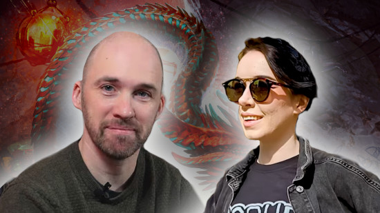 DnD Warhammer 40k actual play series Heretic Hunt - Youtube screenshots of ex Games Workshop TV presenters Chris Peach and Louise Sugden, overlaid on the artwork from the new DnD Players Handbook showing a copper dragon