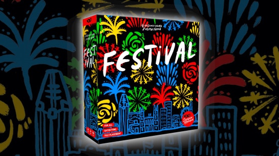 Festival board game designed and published by Spiel des Jahres nominees - Scorpion Masque image showing the box art for Festival the board game