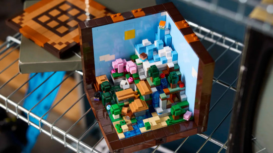 Table de fabrication Lego Minecraft sur une étagère