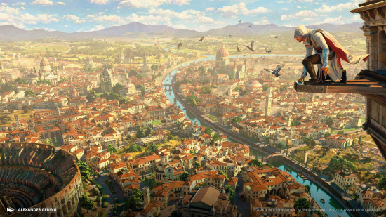 MTG Assassin's Creed Rome panorama cards - Wizards of the Coast image showing an original artwork of the city of Rome, created for this special card set