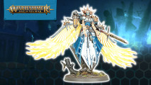 Warhammer Age of Sigmar Tornus the Redeemed - an angelic figure wielding a spear, with sweeping, flaming wings