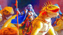 Wizards of the Coast art of a DnD Deep Gnome riding a lizard in Quests from the Infinite Staircase