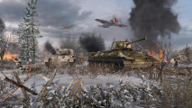 Men of War 2 everything coming to the game including community mods and offline mode - Fulqrum Publishing screenshot showing tanks advancing with aircraft overhead