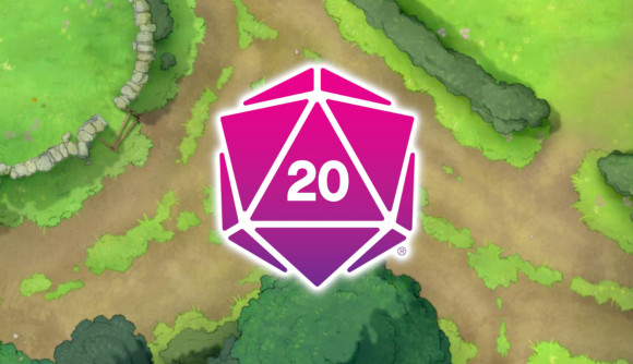 Roll20 logo on a battlemap background