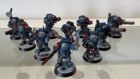 Converted Warhammer 40k T'au pathfinders, the unit made up of the squat Kin of the Leagues of Votann