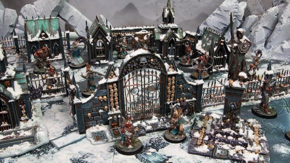 Games Workshop jobs Warhammer Age of Sigmar Warcry scenery designer - Warhammer Community photo showing Warcry scenery pieces for a graveyard scene