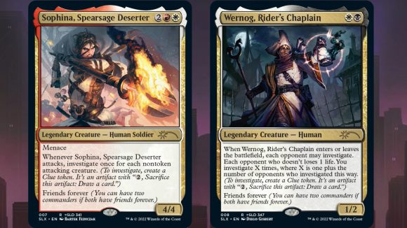 Two cards from the Magic: the Gathering Stranger Things secret lair redesigned with new Innistrad versions